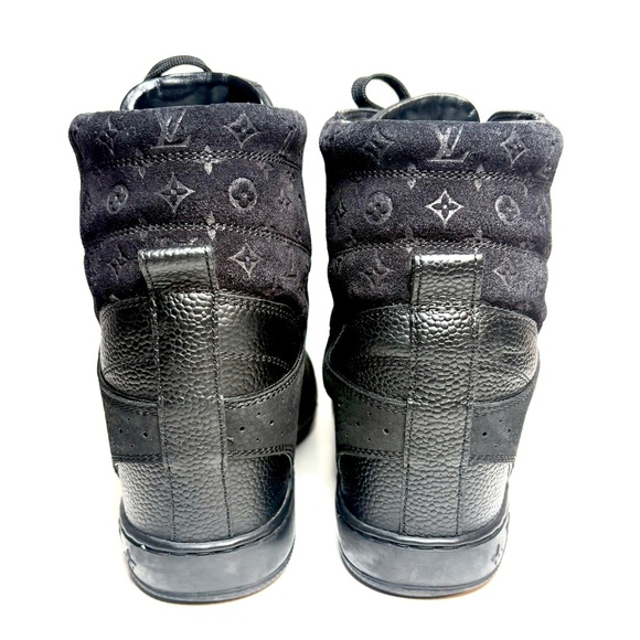 Louis Vuitton Black Leather/Suede Cliff Top Wedge Sneakers | 37 - Picture 6 of 9